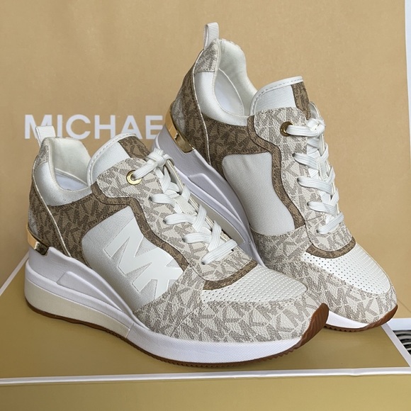 Michael Kors Crista Trainer Tech Canvas/MK Print 49F1CRFS1D OP WHITE/ECRU WMNS - Picture 8 of 16